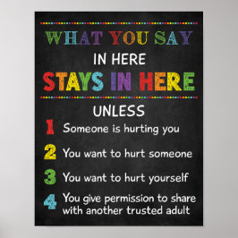 Poster Ce que vous dites ici Restez ici Conseiller scolai