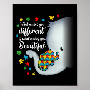 Poster Ce qui vous rend différent Éléphant Autism Maman G