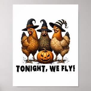 Poster Ce Soir, Nous Volons Halloween Poulet Chute Animau