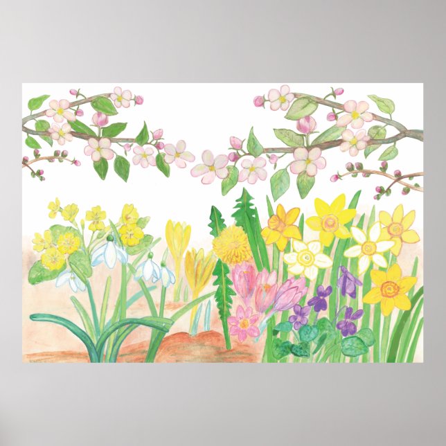 Poster Ce sont les fleurs de printemps qui rayonnent la j (Devant)