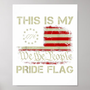 Poster Ceci Est Mon Drapeau De Fierté Usa Américain 4 Jui