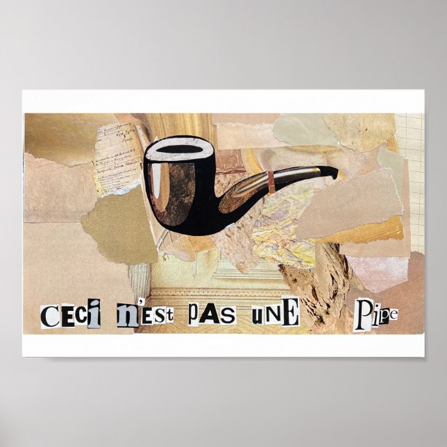 Poster "Ceci n'est pas une pipe" imprimé collage inspiré (Devant)