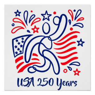 Poster célébrant le 250e anniversaire de l'Amérique