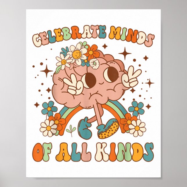 Poster Celebrate Minds Of All Kinds Neurodiversity Mental (Devant)