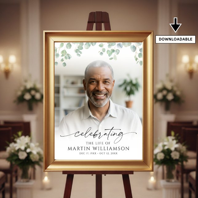 Poster Celebrating the Life Photo Botanical Welcome Sign (Créateur téléchargé)