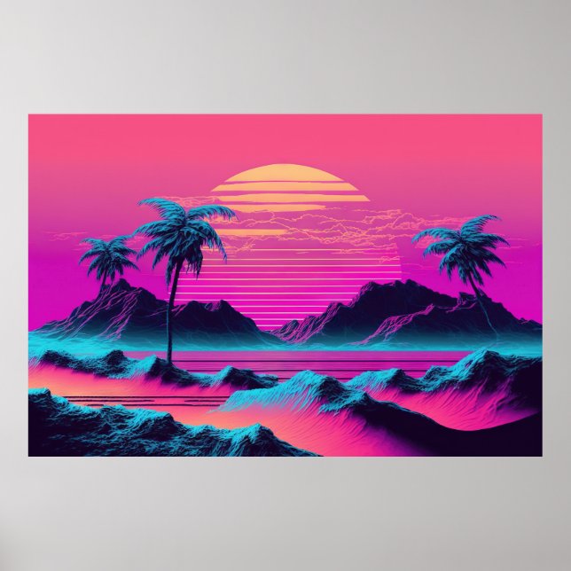 Poster Célébration de la beauté océanique par Vaporwave (Devant)