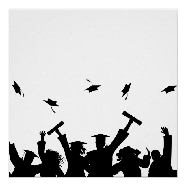 Poster Célébration de la remise des diplômes en silhouett (Devant)