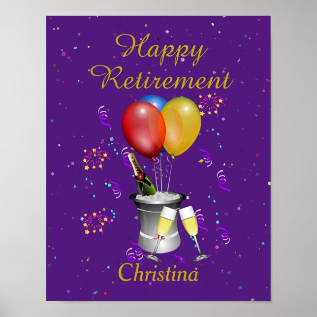 Poster Célébration De La Retraite Étincelante Vin Violet (Devant)