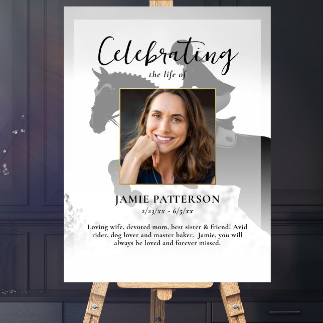 Poster Célébration de la vie de cavalier en photos funéra (Créateur téléchargé)