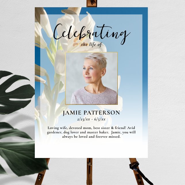 Poster Célébration de la vie de Lily Flower Photo Funérai (Créateur téléchargé)
