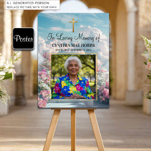 Poster Célébration de la vie Escalier Floral vers le Ciel