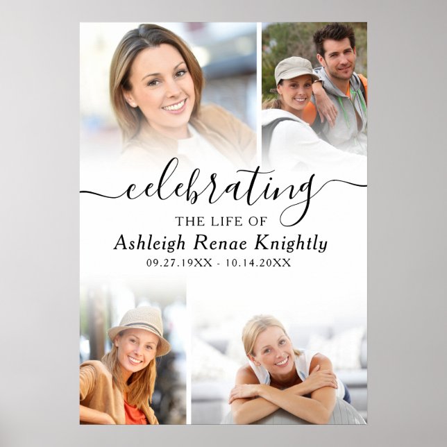 Poster Célébration de la vie Mémorial 4 Photo (Devant)