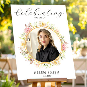 Poster Célébration de la vie, Photo florale Élégante Blan