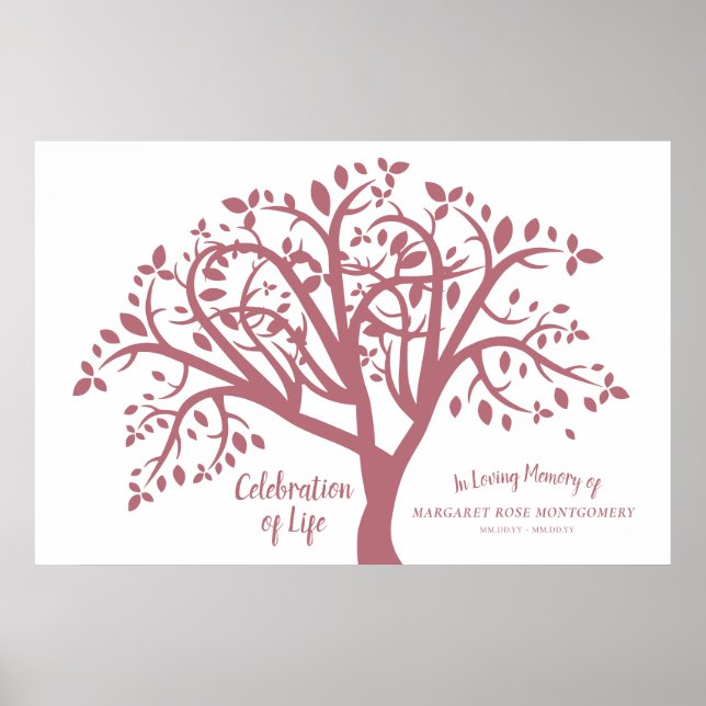 Poster Célébration de l'arbre de vie Moderne rose script (Devant)