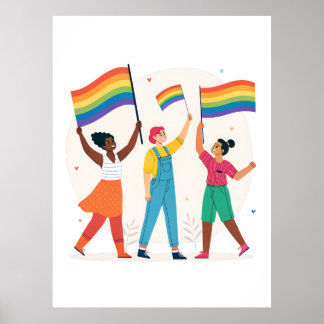 Poster Célébration de l'unité LGBTQIA+ avec des drapeaux 