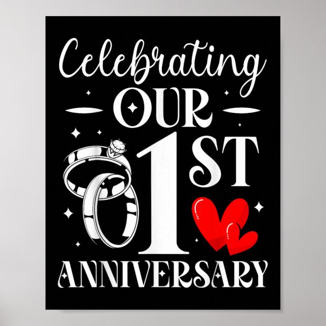 Poster Célébration De Notre 1Er Anniversaire Mariage 1 An (Devant)
