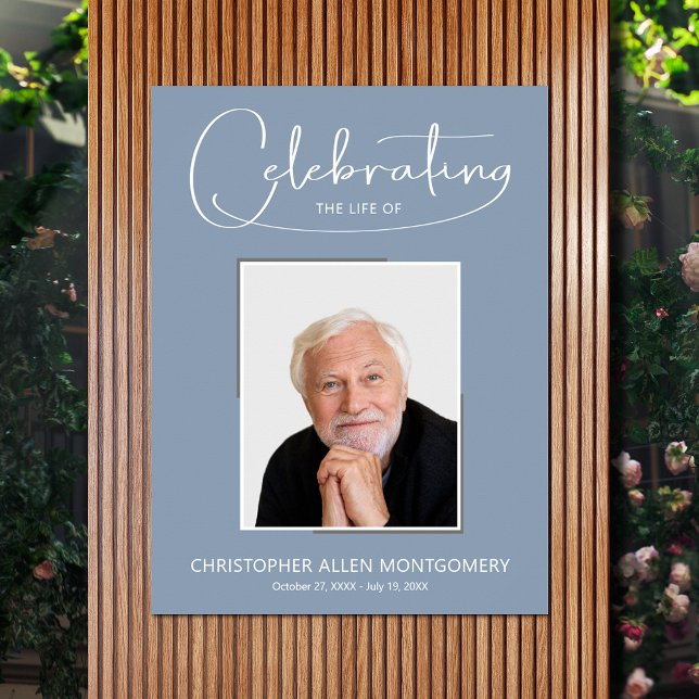 Poster Célébration de photo de mémorial de funérailles de (Celebration of Life photo memorial funeral poster - INSTANT DOWNLOAD or PRINTED (framed, too))