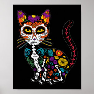 Poster Célébration du chat crâne de sucre pour les Amoure