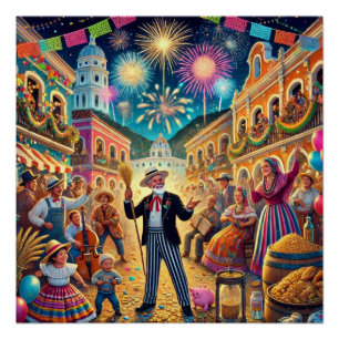 Poster Célébration du réveillon du Nouvel An El Año Viejo