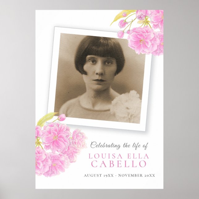 Poster Célébration funéraire de la vie photo de fleur de  (Devant)