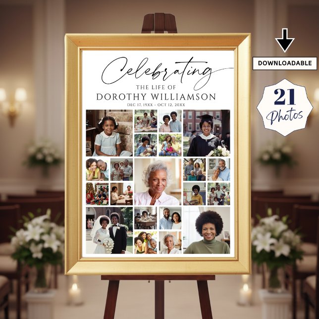 Poster Celebration of Life 21 Photo Collage Memorial (Créateur téléchargé)