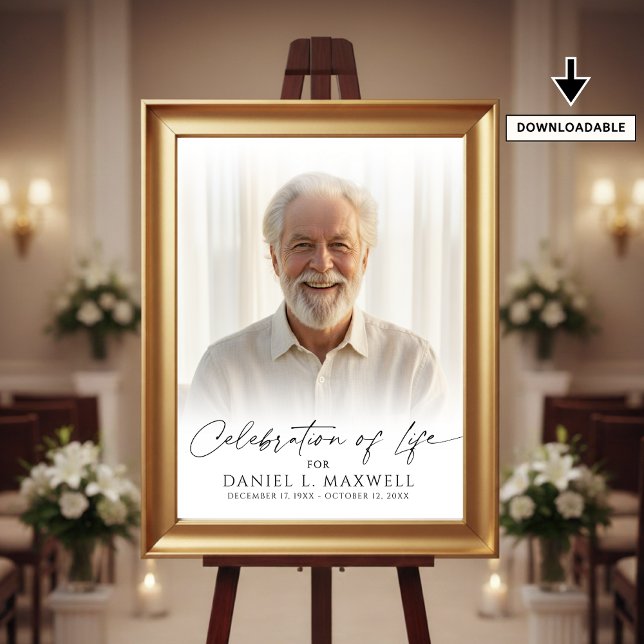 Poster Celebration of Life Photo Script Welcome Sign (Créateur téléchargé)