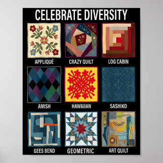 Poster Célébrer la diversité artisanat de patchwork de qu