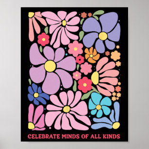 Poster Célébrez Les Esprit De Toutes Sortes Fleurs Neurod