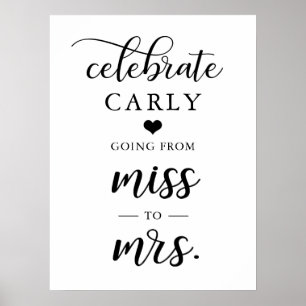 Poster Célébrez Miss Mrs Bridal Shower BIENVENUE