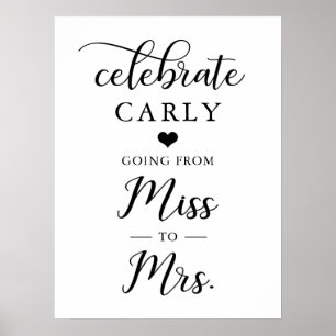 Poster Célébrez Miss Mrs Shower de mariage Cœur BIENVENUE