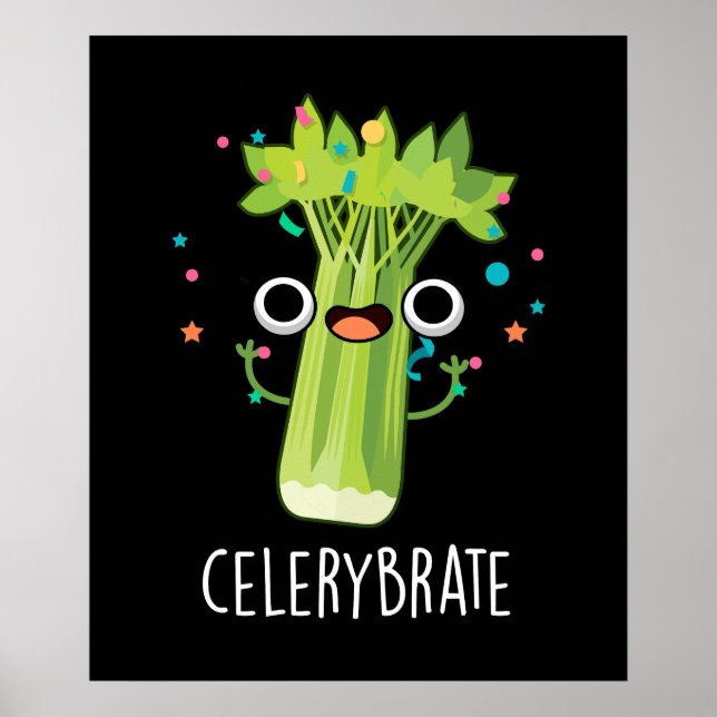 Poster Célérat Funny Veggie Celery Pun Dark BG (Devant)