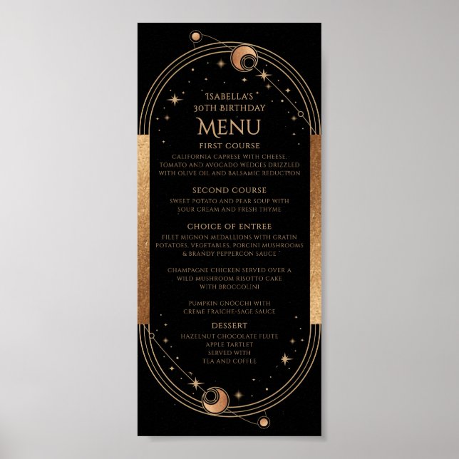Poster Céleste Black Gold Sun Moon Stars 30e anniversaire (Devant)