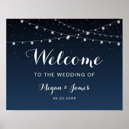 Poster Céleste Marine Bleu étoile Mariage de nuit Bienven
