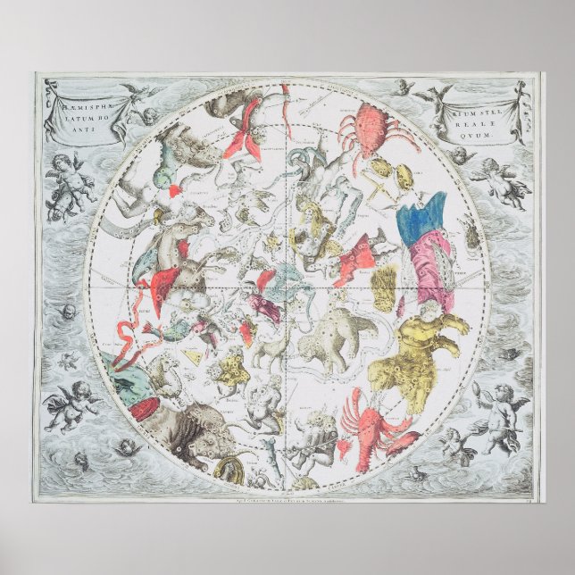 Poster Céleste montrant les signes du Zodiaque (Devant)