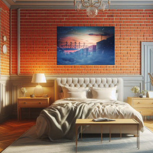 Poster Céleste Twilight Railroad Whimsical Imaginaire Art