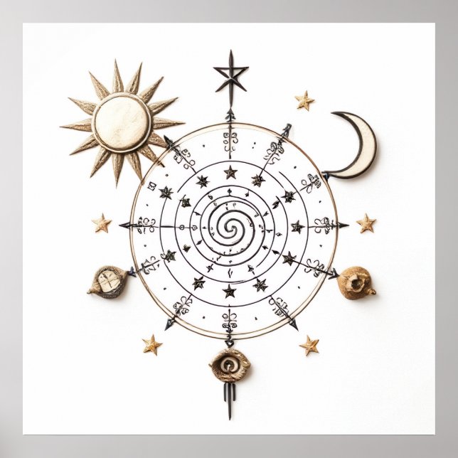 Poster Celestial Balance Mandala Print (Devant)