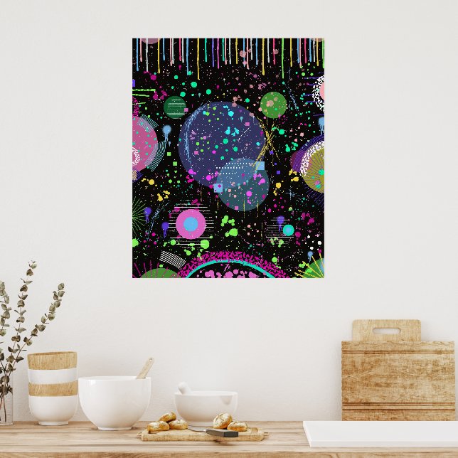 Poster Celestial Celebrations: Maximalist Abstract Art  (Cuisine)