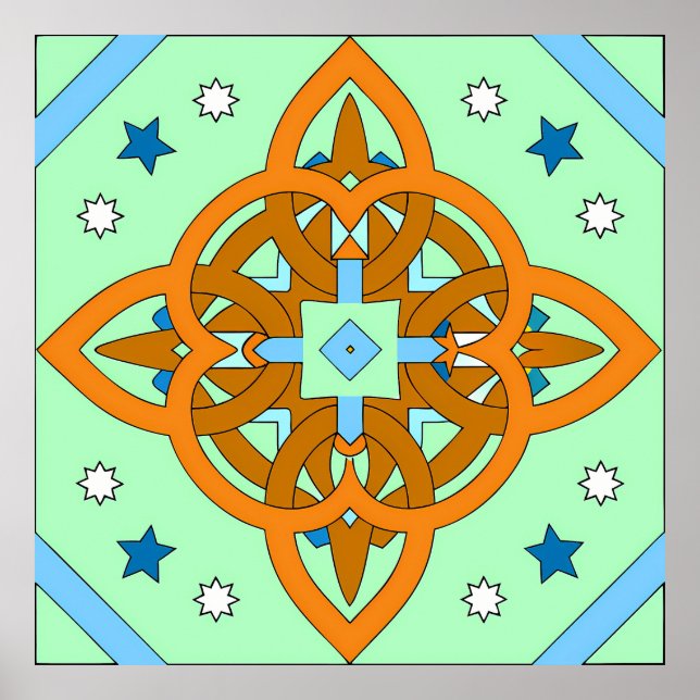 Poster Celestial Knot Art Prints | Unique Star Patterns (Devant)