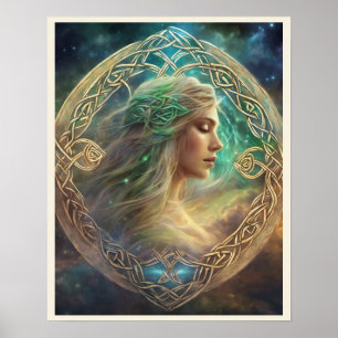 Poster Céltic Knot Blond cheveux Fancity Portrait Femme