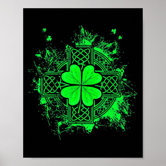 Poster Celtic Knot Irish Shamrock Three Leaf Clover St Pa (Devant)