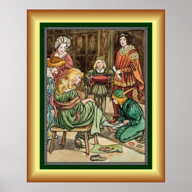 Poster Cendrillon Et Son Prince ~ Essayer Sur La Chaussur (Devant)