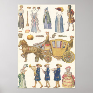 Poster Cendrillon, Jouets en Papier de Style Victorien Vi