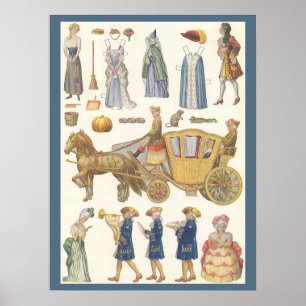 Poster Cendrillon, Jouets en Papier de Style Victorien Vi