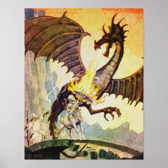 Poster Centaur guerrier combat Dragon (Devant)
