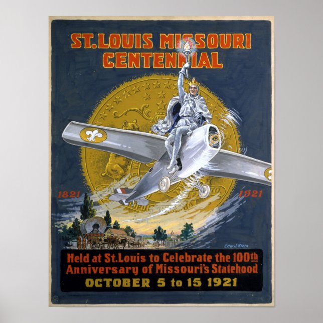 Poster Centenaire du Missouri de Saint-Louis 1921 (Devant)