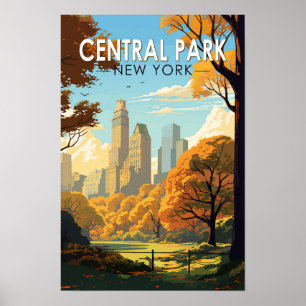 Poster Central Park New York Voyage Art Rétro