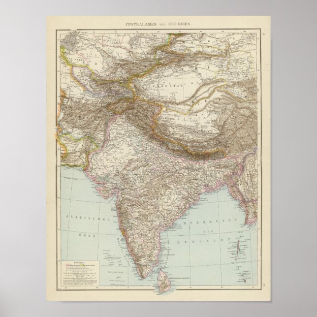 Poster Centralasien, Ostindien - Asie centrale et du Sud (Devant)