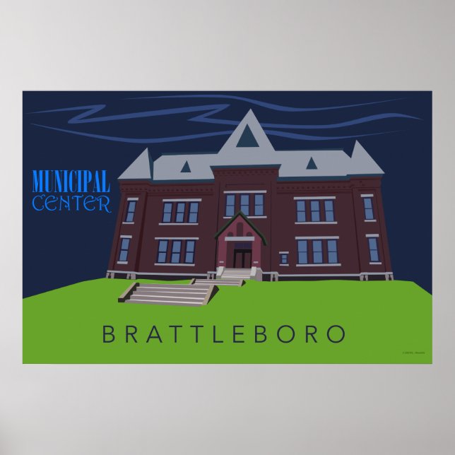 Poster Centre municipal de Brattleboro | Retro Travel Pos (Devant)