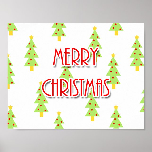 Poster centre siècle moderne joyeux noël arbre rétro (Devant)