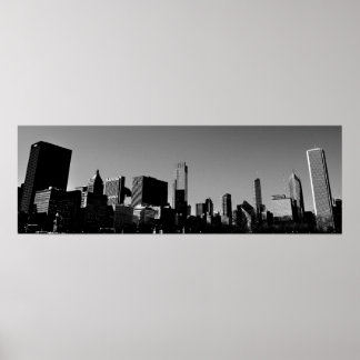 Poster Centre-ville Chicago Skyline Panorama Monochrome
